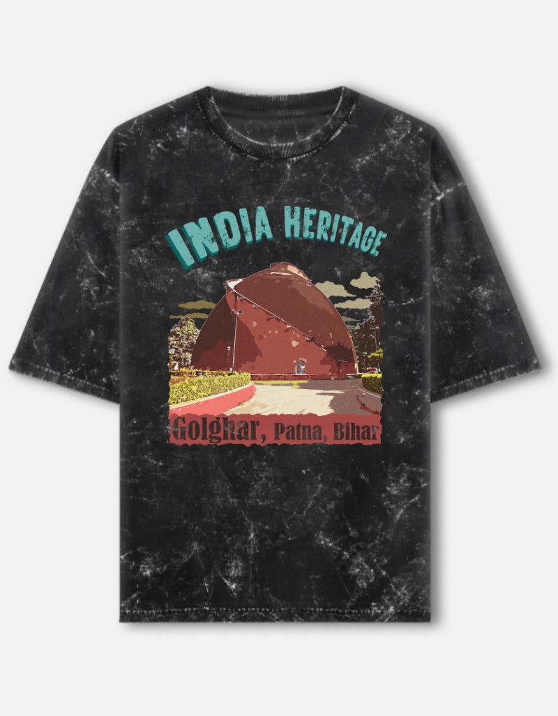 India Heritage | Golghar | Acid Washed Oversized Graphic T-Shirt