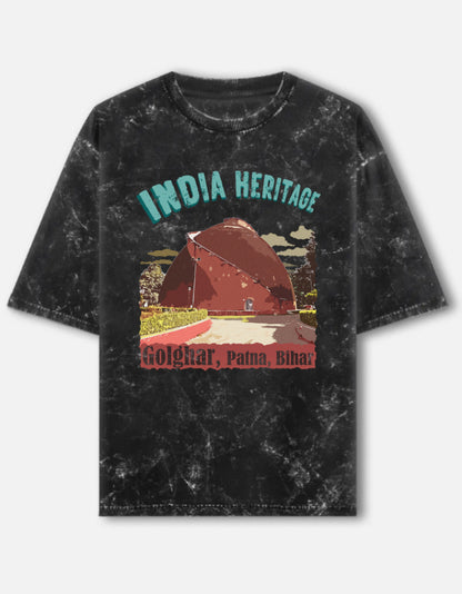 India Heritage | Golghar | Acid Washed Oversized Graphic T-Shirt