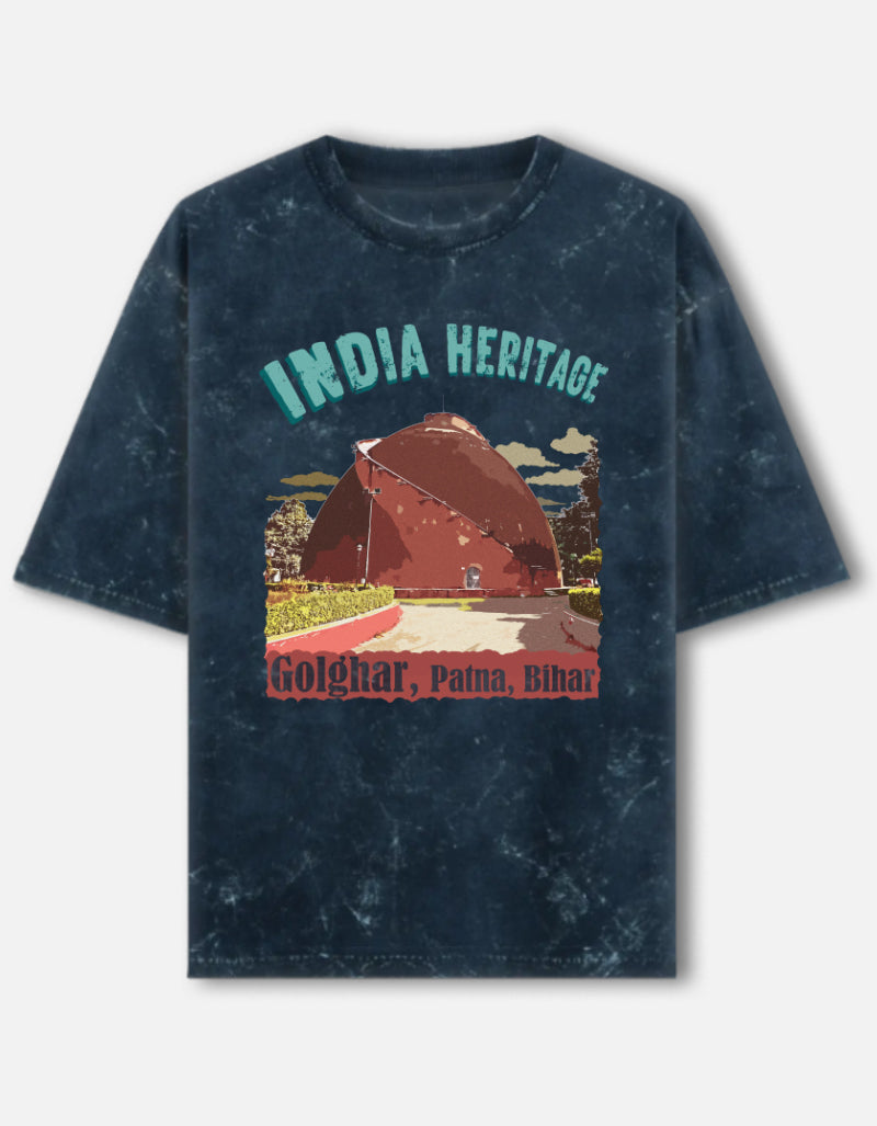 India Heritage | Golghar | Acid Washed Oversized Graphic T-Shirt