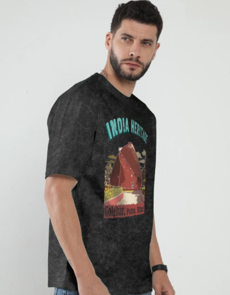 India Heritage | Golghar | Acid Washed Oversized Graphic T-Shirt