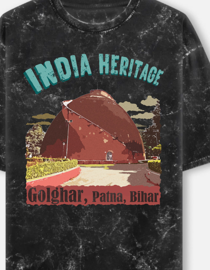 India Heritage | Golghar | Acid Washed Oversized Graphic T-Shirt