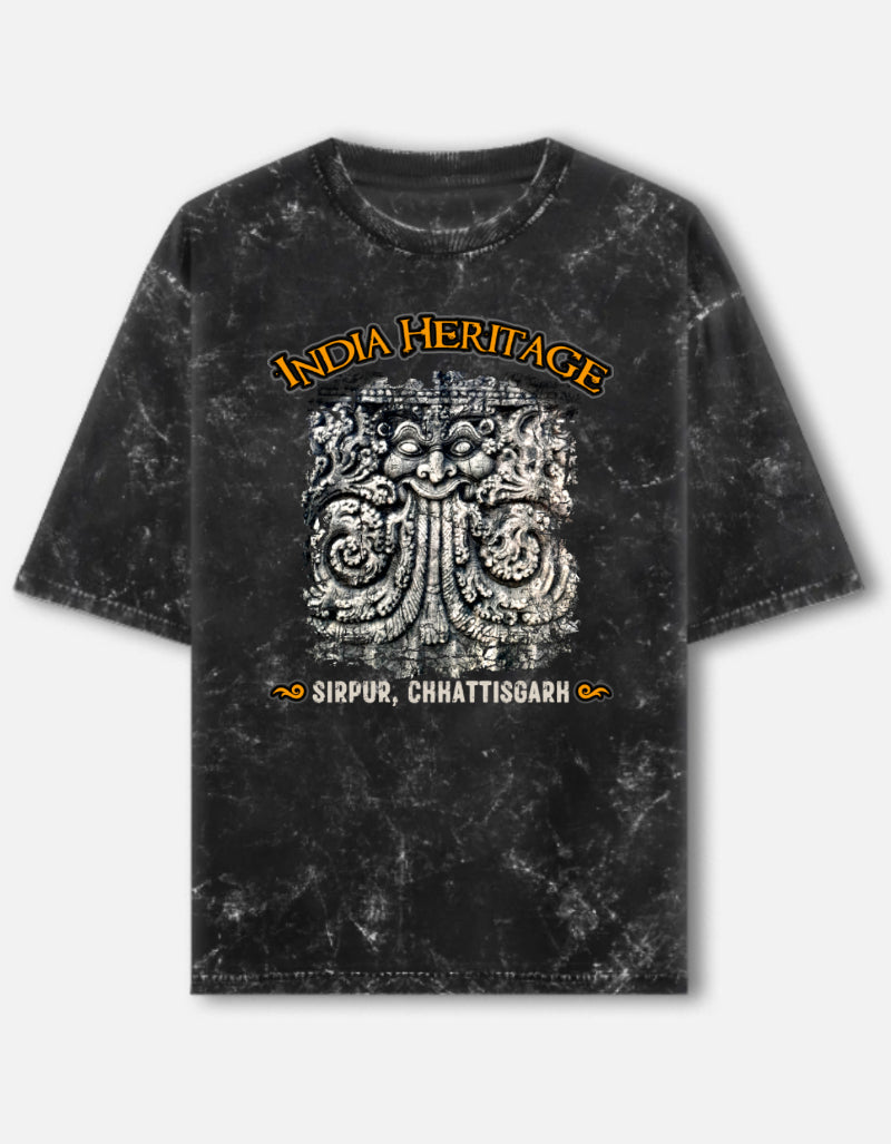 India Heritage | Sirpur | Acid Washed Oversized Printed T-Shirt